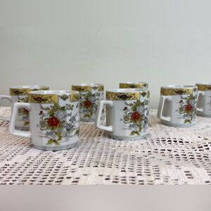 Set of 7 vintage Japanese tea cups || TANAKA demitasse teacups || Espresso cups